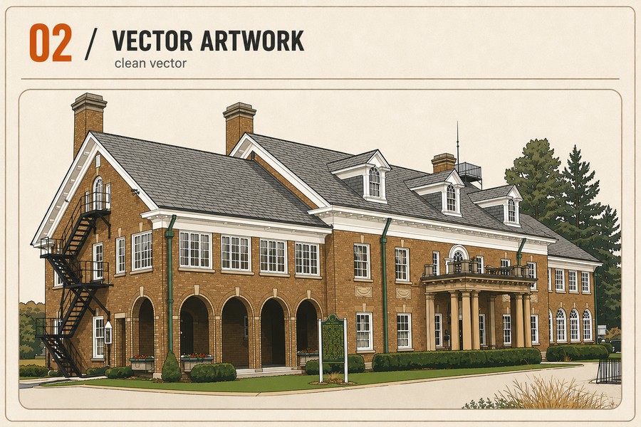 02 Vector artwork — clean vector recreation of the client reference